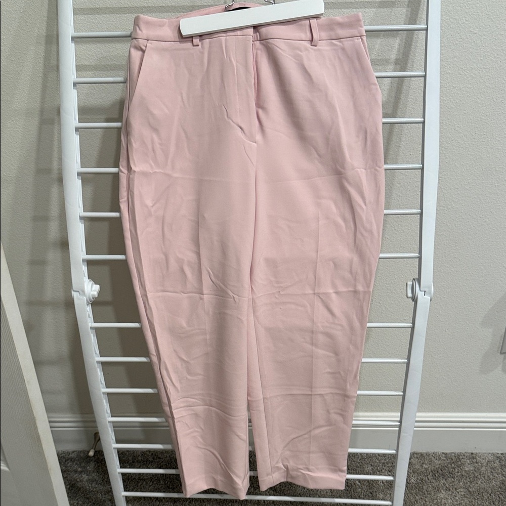 Express Editor Straight Super High Rise Light Pink Trousers